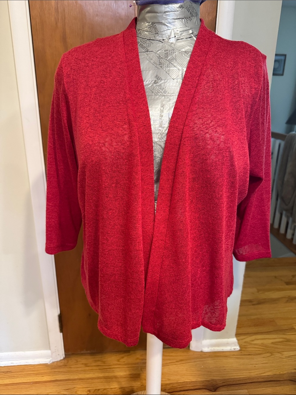 Denim and Co Red Open-Front Women’s Cardigan